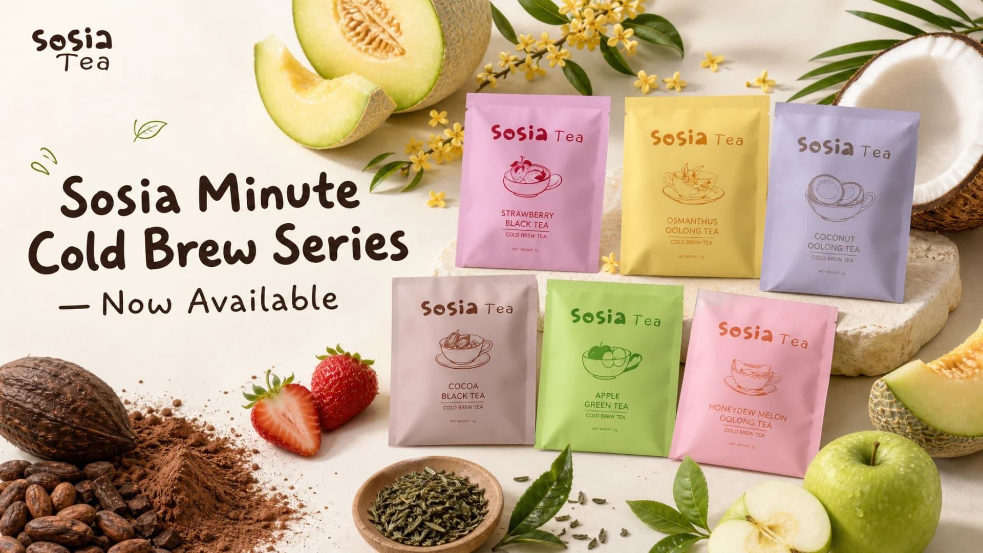 Sosia Tea — Hong Kong premium cold brew tea bags, six natural flavours